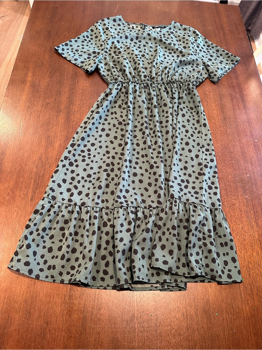 Women’s Sage Green Polka Dot Tiered Dress